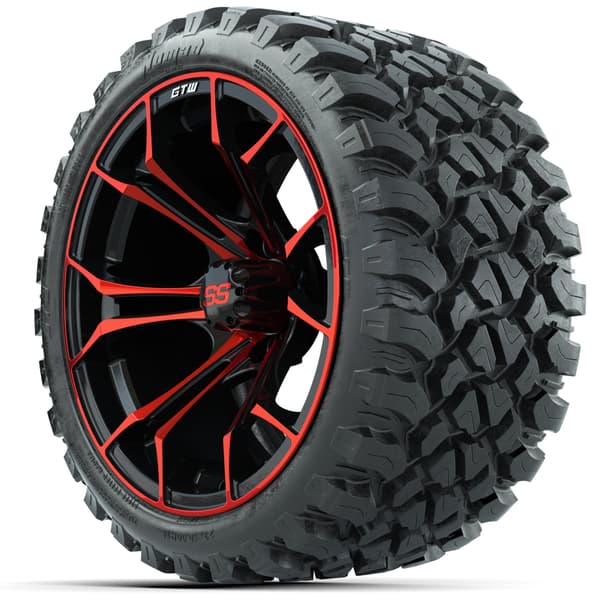 15″ GTW Spyder Red/Black Wheels with 23x10-R15 Nomad All-Terrain Tires