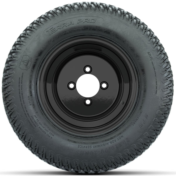 10x8 Matte Black Steel Wheels with 20x10-10 GTW S-Tread Terra Pro Traction Tires