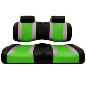 MadJax® Tsunami Black–Liquid Silver w/ Green Wave EZGO TXT/RXV Front Seat Cushions