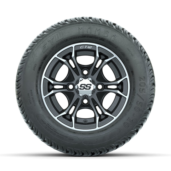 GTW Spyder 10" Machined/Matte Grey Wheels with 205/50-10 Mamba Street Tires - Full Set