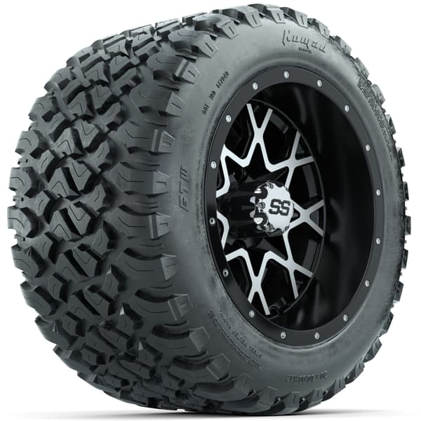 GTW Vortex 12" Wheels & 20x10-R12 Nomad All-Terrain Tires - Matte Machined/Black - Full Set