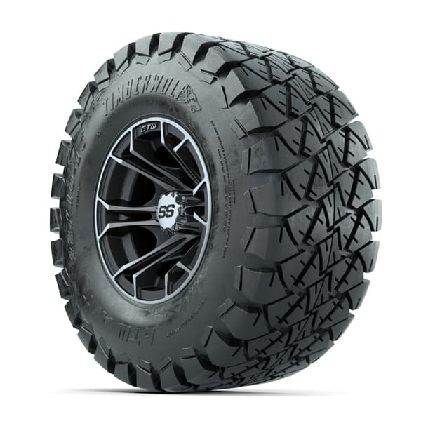 GTW Spyder 10" Machined/Matte Grey Wheels with 22x10-10 Timberwolf All Terrain Tires - Full Set