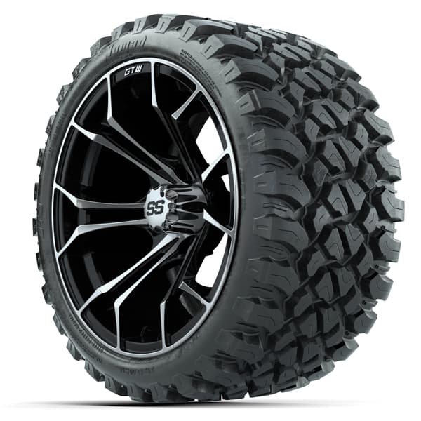 15″ GTW Spyder Machined/Black Wheels with 23x10-R15 Nomad All-Terrain Tires