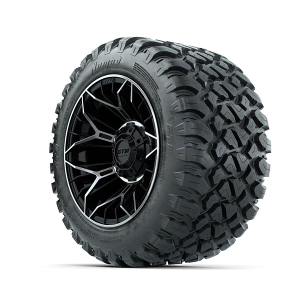 GTW Stellar 12" Machined/Black Wheels with 22x11-R12 Nomad All-Terrain Tires - Full Set