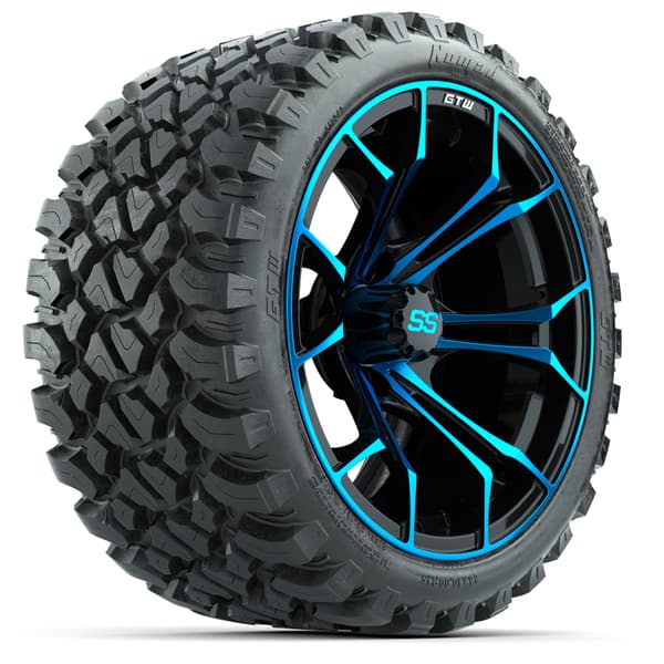 15″ GTW Spyder Blue/Black Wheels with 23x10-R15 Nomad All-Terrain Tires