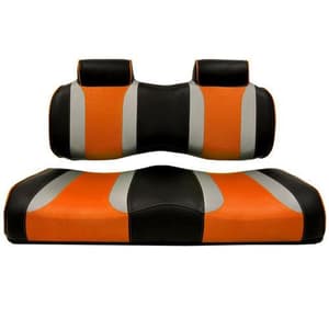 MadJax® Tsunami Black–Liquid Silver w/ Orange Wave Club Car Front Seat Cushions