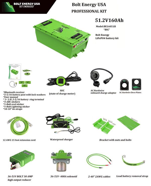 LITHIUM BATTERY Bolt Energy USA: 48-Volt(51.2V) / 160-AH Professional kit “Big”