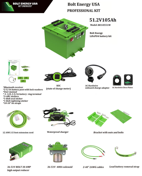 Lithium Battery Bolt Energy USA: 48-Volt (51.2) / 105-AH Professional kit “Mini”