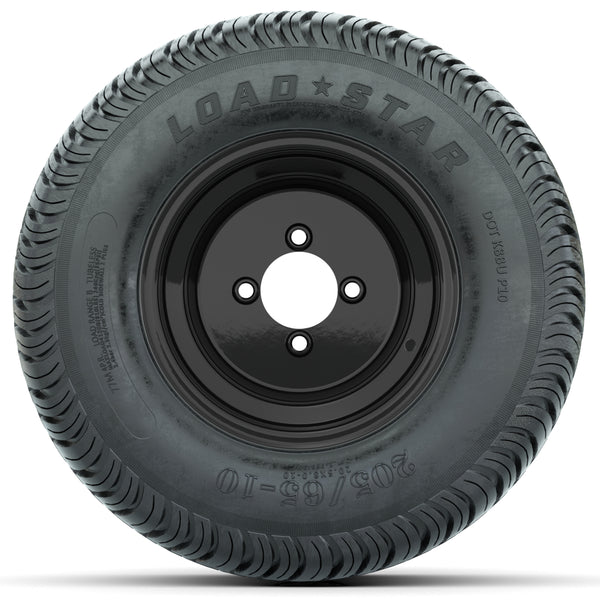 10 in Black Steel Offset Wheels with 205/65-10 Kenda Load Star Street Tires