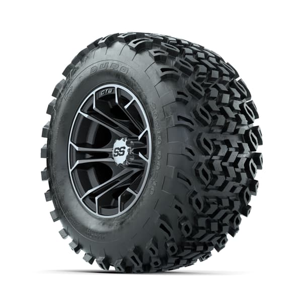 GTW Spyder 10" Machined/Matte Grey Wheels with 20x10-10 Duro Desert All Terrain Tires - Full Set