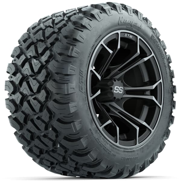 GTW Spyder 12" Wheels & 22x11-R12 Nomad All-Terrain Tires - Matte Machined/Gray - Full Set