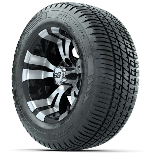 GTW Vampire 12" Machined/Black Wheels with 215/50-R12 Fusion S/R Street Tires - Full Set