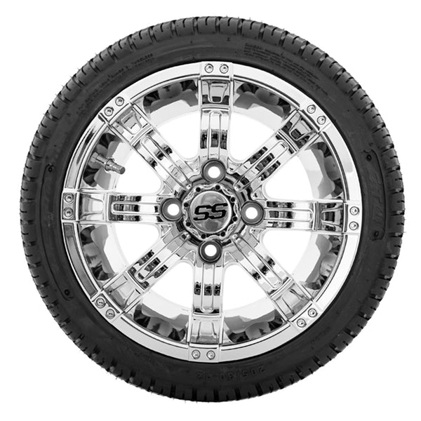 GTW Tempest 12" Chrome Wheels with 205/30-12 Fusion Street Tires - Full Set