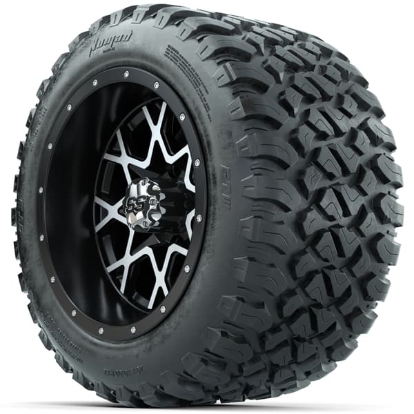 GTW Vortex 12" Wheels & 20x10-R12 Nomad All-Terrain Tires - Matte Machined/Black - Full Set