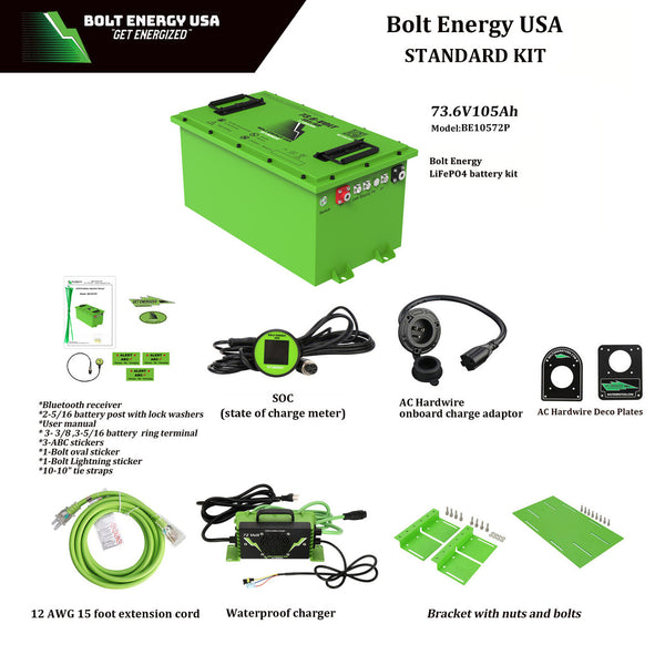 LITHIUM BATTERY Bolt Energy USA:  72V 105AH Standard Kit - "POWER"