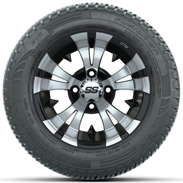 GTW Vampire 12" Machined/Black Wheels with 215/50-R12 Fusion S/R Street Tires - Full Set