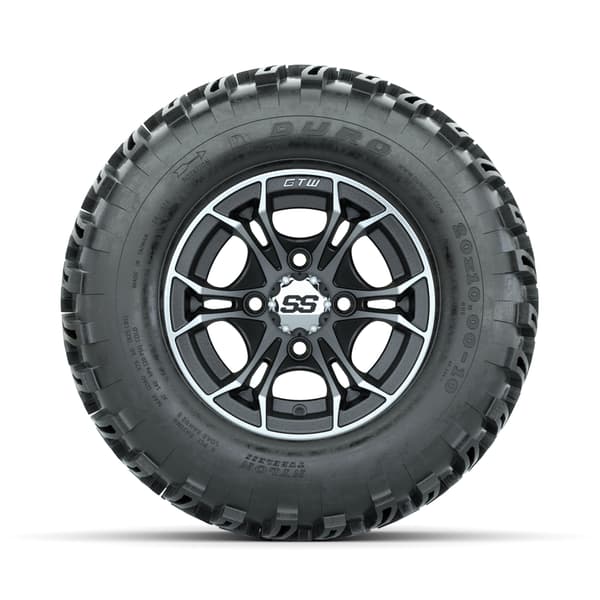 GTW Spyder 10" Machined/Matte Grey Wheels with 20x10-10 Duro Desert All Terrain Tires - Full Set