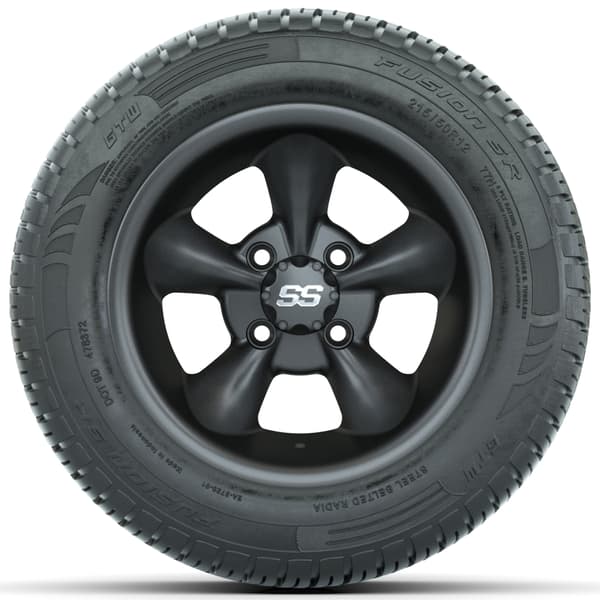 GTW Godfather 12" Matte Gray Wheels with 215/50-R12 Fusion S/R Street Tires - Full Set