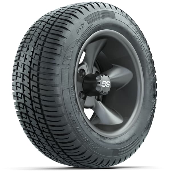 GTW Godfather 12" Matte Gray Wheels with 215/50-R12 Fusion S/R Street Tires - Full Set