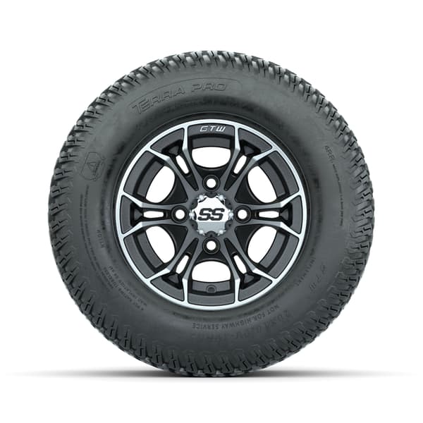 GTW Spyder 10" Machined/Matte Grey Wheels with 20x10-10 Terra Pro S-Tread Traction Tires - Full Set