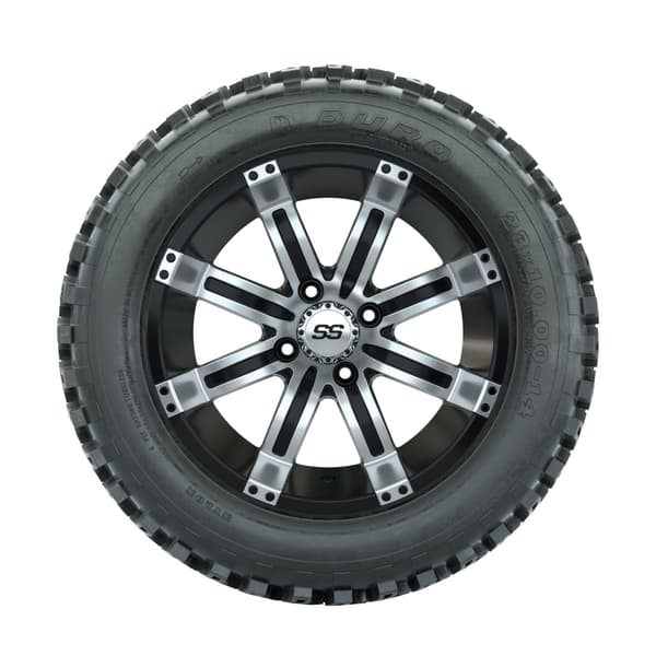 GTW Tempest Machined/Black 14 Inch Wheels on 23x10-14 Duro Desert All Terrain Tires - Full Set