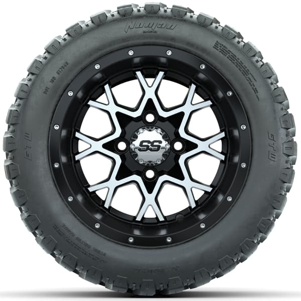 GTW Vortex 12" Wheels & 20x10-R12 Nomad All-Terrain Tires - Matte Machined/Black - Full Set