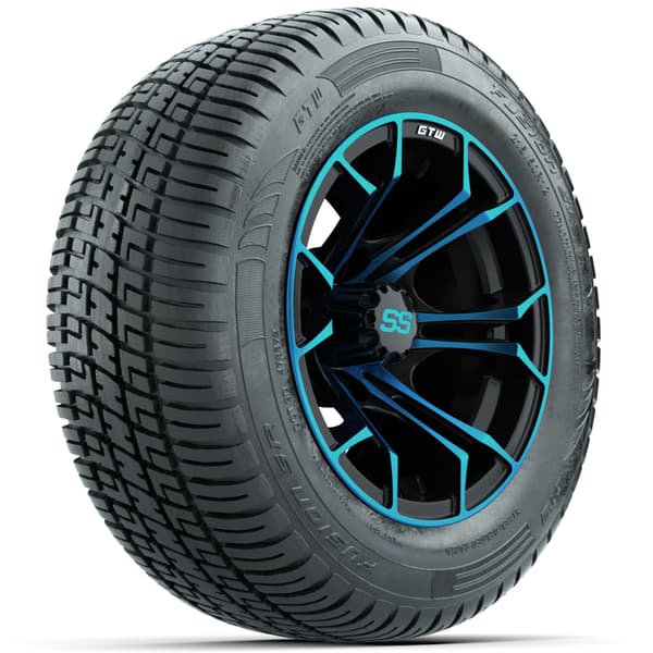 GTW Spyder 12" Blue & Black Wheels with 215/50-R12 Fusion S/R Street Tires - Full Set