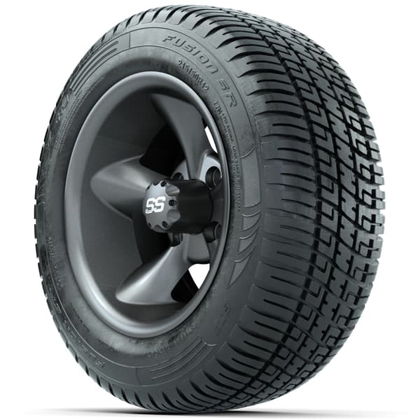 GTW Godfather 12" Matte Gray Wheels with 215/50-R12 Fusion S/R Street Tires - Full Set