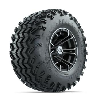 GTW Spyder 10" Machined/Matte Grey Wheels with 22x11-10 Sahara Classic All Terrain Tires - Full Set