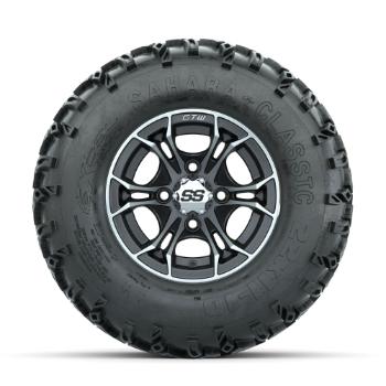 GTW Spyder 10" Machined/Matte Grey Wheels with 22x11-10 Sahara Classic All Terrain Tires - Full Set