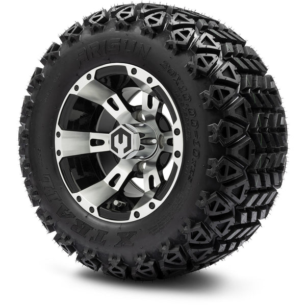 20x10x10' MODZ® Ambush Machined Black Wheels & Off-Road Tires Combo