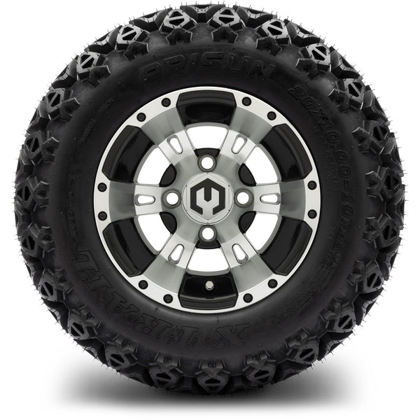 20x10x10' MODZ® Ambush Machined Black Wheels & Off-Road Tires Combo