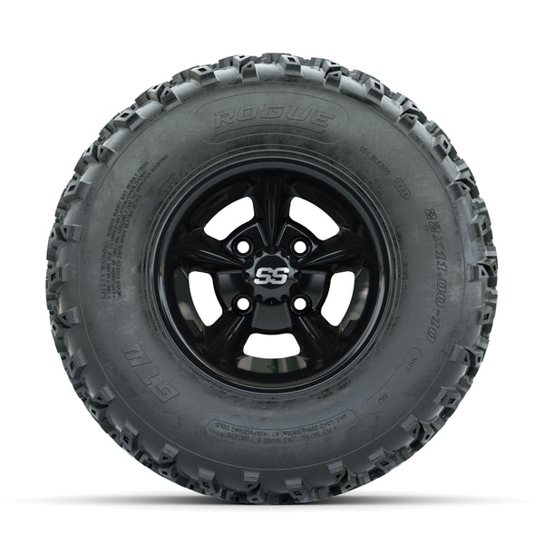 GTW Godfather 10" Wheels & 22x11-10 Rogue All-Terrain Tires - Black - Full Set