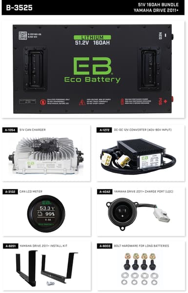 Yamaha G29/Drive 2011-Up & Drive2 Eco Lithium 51.2V 160Ah Battery Bundle