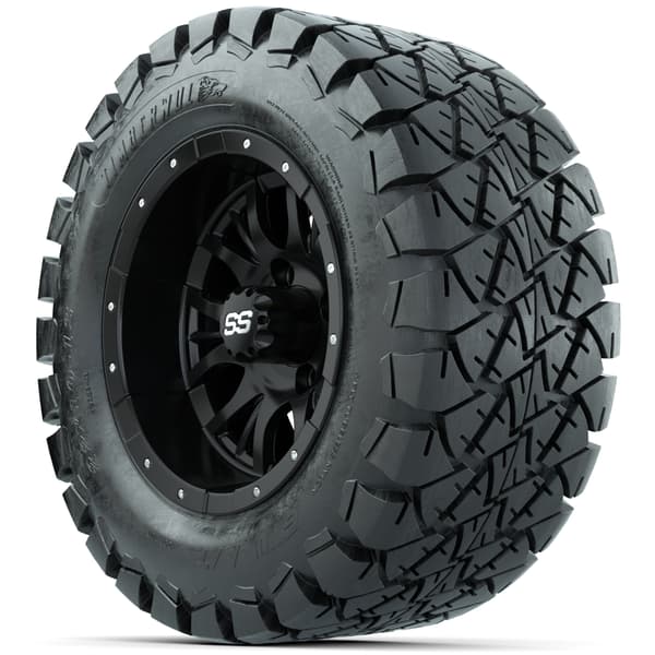 GTW Diesel 12" Matte Black Wheels with 22x10-12 Timberwolf All-Terrain Tires - Full Set