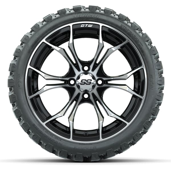 15″ GTW Spyder Machined/Black Wheels with 23x10-R15 Nomad All-Terrain Tires