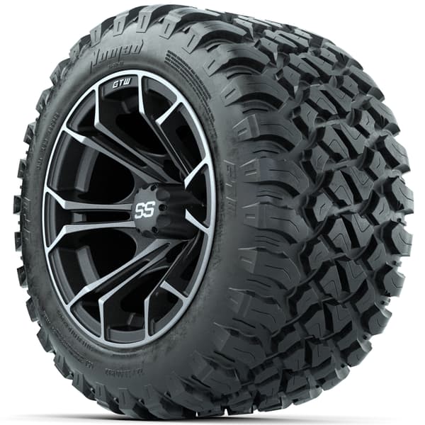 GTW Spyder 12" Wheels & 22x11-R12 Nomad All-Terrain Tires - Matte Machined/Gray - Full Set