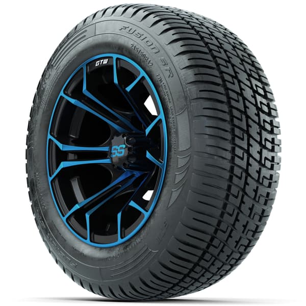 GTW Spyder 12" Blue & Black Wheels with 215/50-R12 Fusion S/R Street Tires - Full Set