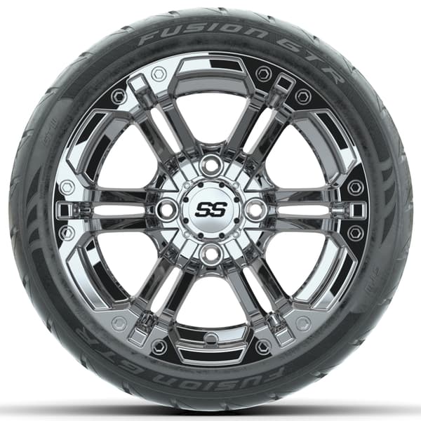 GTW Specter 12" Chrome Wheels with 215/40-R12 Fusion GTR Street Tires - Full Set