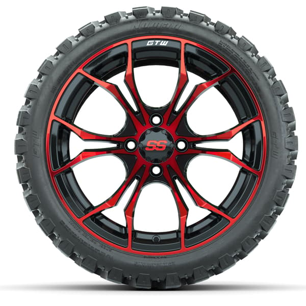 15″ GTW Spyder Red/Black Wheels with 23x10-R15 Nomad All-Terrain Tires