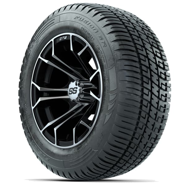 GTW Spyder 12" Machined/Black Wheels with 215/50-R12 Fusion S/R Street Tires - Full Set