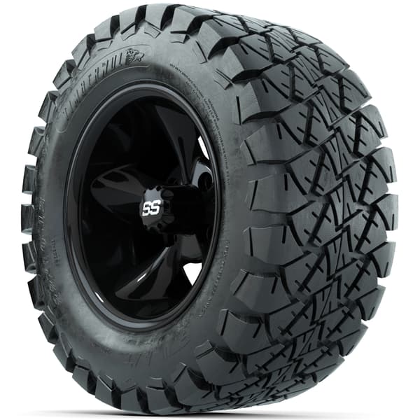 GTW Godfather 12" Black Wheels with 22x10-12 Timberwolf All-Terrain Tires - Full Set