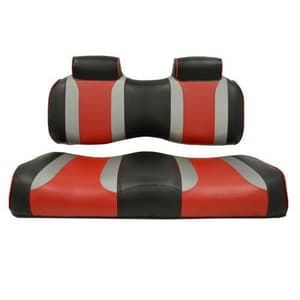 MadJax® Tsunami Shockjet–Liquid Silver w/ Hot Rod Red Club Car Precedent Front Seat Cushions (Years 2004-2011)