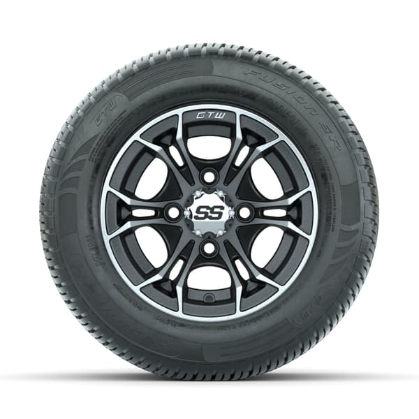 GTW Spyder 10" Machined/Matte Grey Wheels with 205/50-10 Fusion SR Steel Belted Radial Tires - Full Set