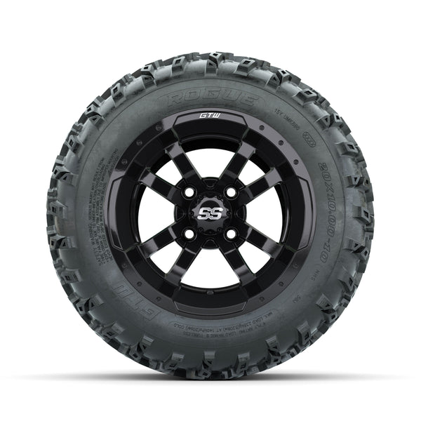 GTW Storm Trooper 10" Black Wheels with 20x10-10 Rogue All-Terrain Tires - Full Set