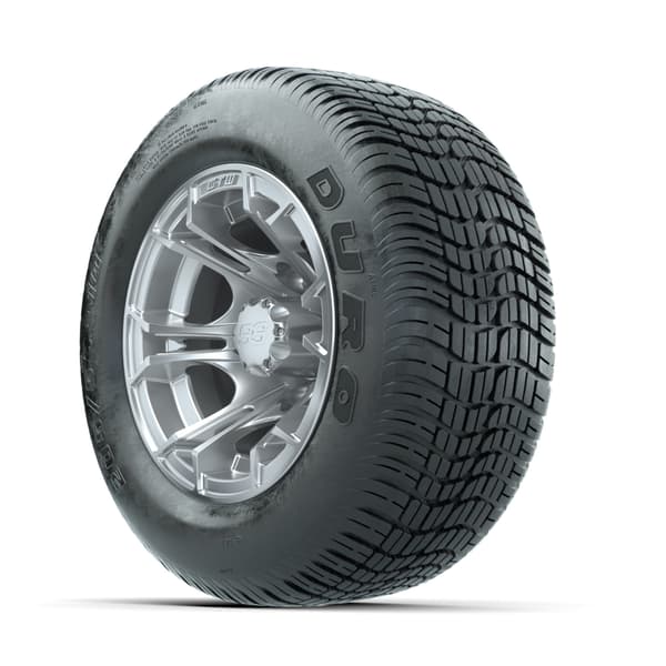 GTW Spyder Silver Brush 10 in Wheels with 205/50-10 Duro Low-profile Tires – Full Set