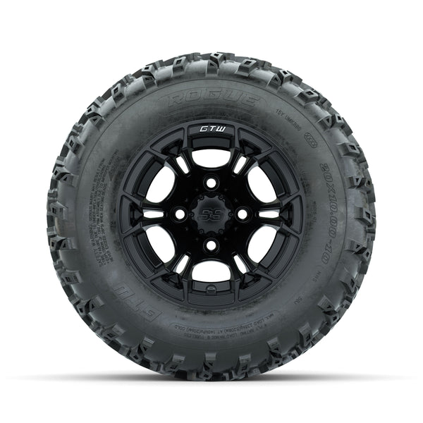 GTW Spyder 10" Matte Black Wheels with 20x10-10 Rogue All-Terrain Tires - Full Set