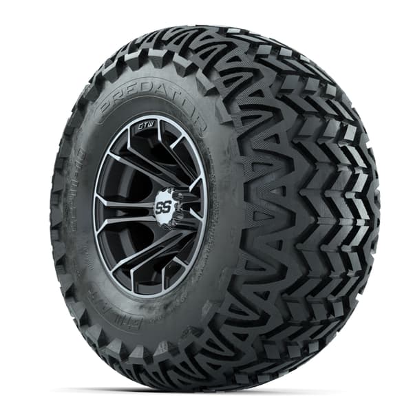 GTW Spyder 10" Machined/Matte Grey Wheels with 22x11-10 Predator All Terrain Tires - Full Set