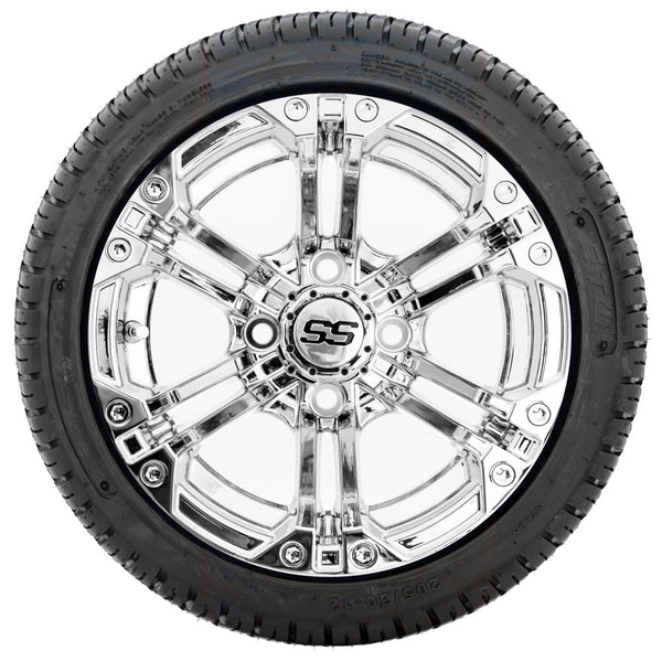 GTW Specter 12" Chrome Wheels with 205/30-R12 Fusion Street Tires - Full Set