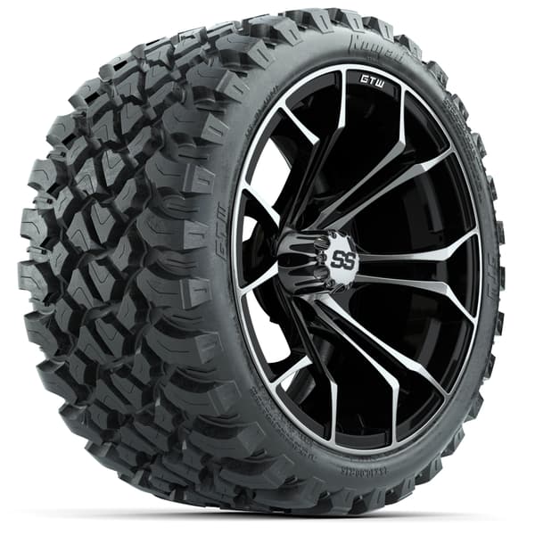 15″ GTW Spyder Machined/Black Wheels with 23x10-R15 Nomad All-Terrain Tires